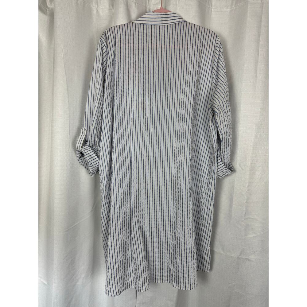 Layerz Embroidered Floral Stripe Shirt Dress Cottagecore Boho Oversized - Picture 5 of 7